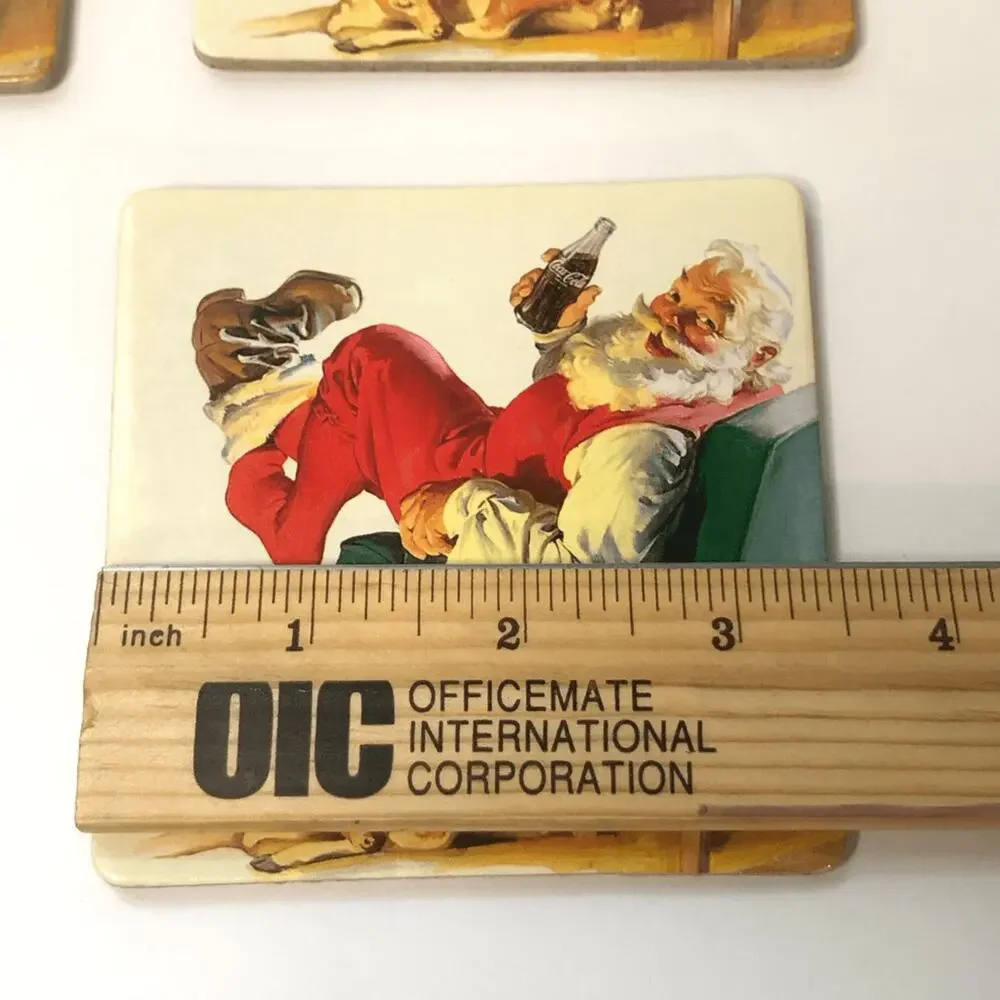 Vintage coca cola‎ Christmas santa claus square coasters coke 3.5 inches